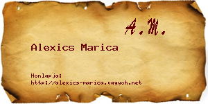 Alexics Marica névjegykártya